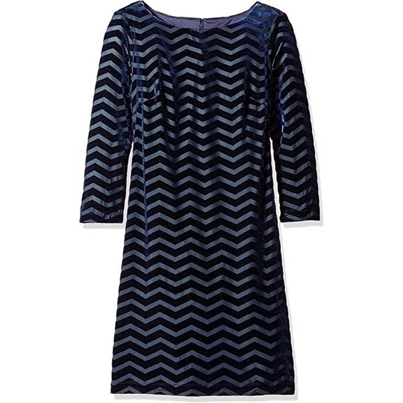 Jessica Howard womens Velvet Knee Length Dress size 14 Dark Navy 3/4 Sleeve $100 - Picture 1 of 6